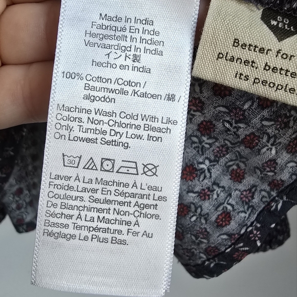 Madewell, New, Tie Back Navy Floral Peplum Campden Daisies Shirt, Size Large - Picture 13 of 15